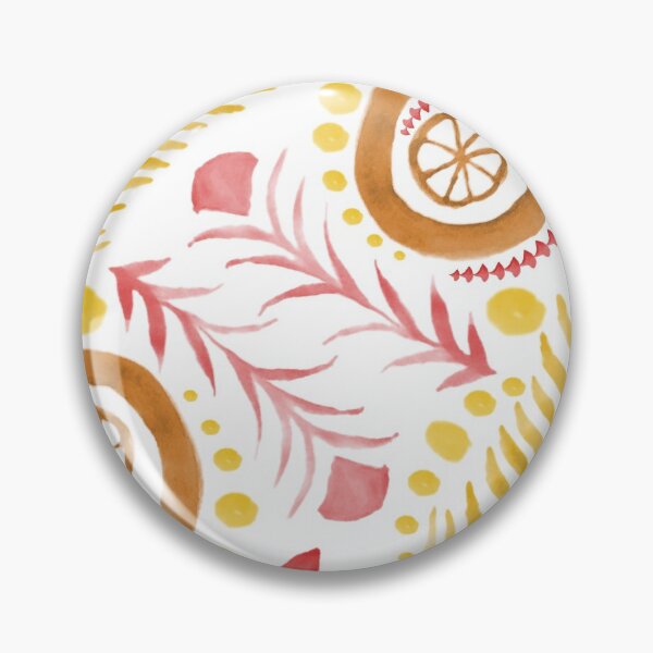 Item preview, Watercolor Botanical Motifs - Warm colors on White designed and sold by PaintInTheNight.