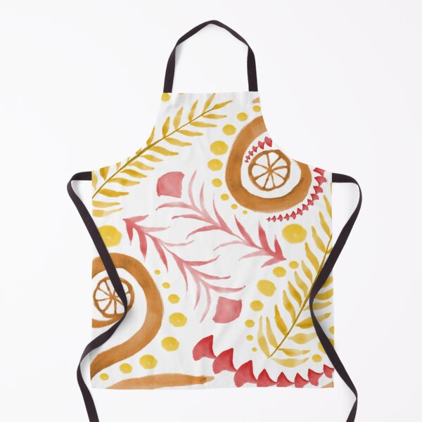 Item preview, Watercolor Botanical Motifs - Warm colors on White designed and sold by PaintInTheNight.
