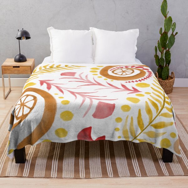 Item preview, Watercolor Botanical Motifs - Warm colors on White designed and sold by PaintInTheNight.