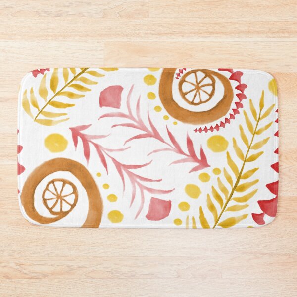 Item preview, Watercolor Botanical Motifs - Warm colors on White designed and sold by PaintInTheNight.