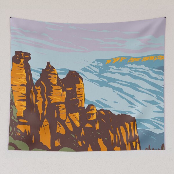Item preview, Blue Mountains National Park Australia Three Sisters Vintage designed and sold by KrisSidDesigns.
