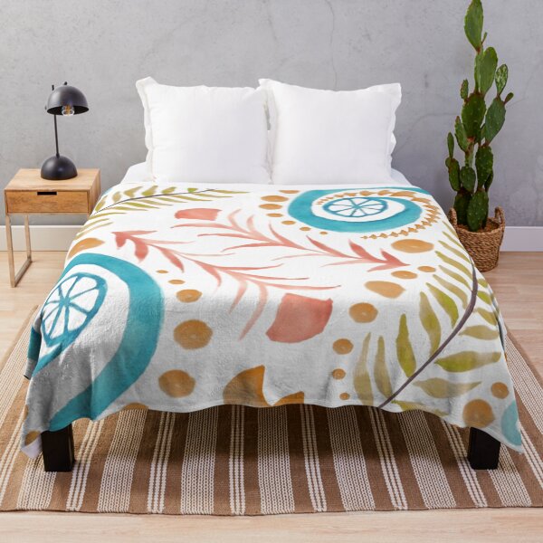 Item preview,  Watercolor Botanical Motifs - Blues, Greens, Oranges and Reds designed and sold by PaintInTheNight.