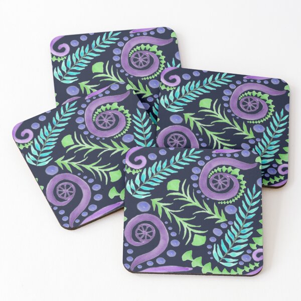 Item preview, Watercolor Botanical Motifs - Cool Colors designed and sold by PaintInTheNight.