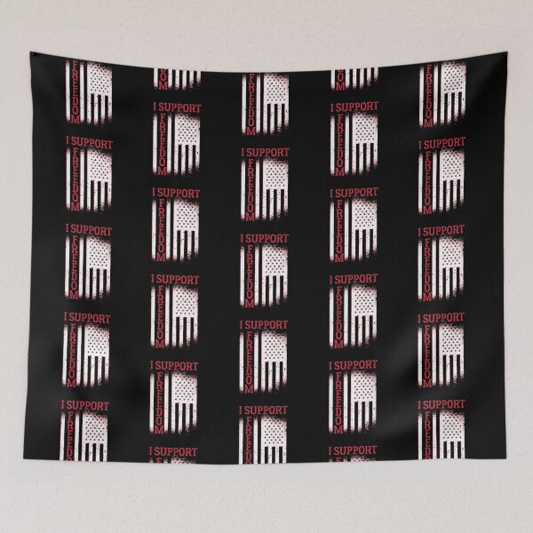 Item preview, I support freedom, Stop the mandates, distressed American flag print designed and sold by Auntieck.