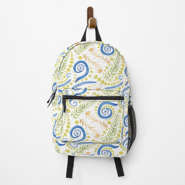 Item preview, Watercolor Botanical Motifs - Blues, Greens, Oranges and Yellows designed and sold by PaintInTheNight.