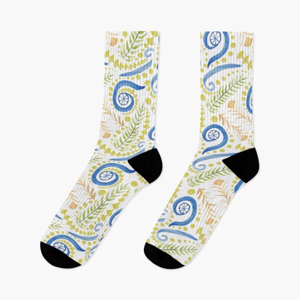 Item preview,  Watercolor Botanical Motifs -  Blues, Greens, Oranges and Yellows  designed and sold by PaintInTheNight.