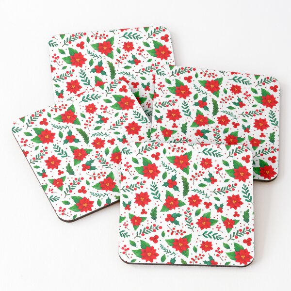 Item preview, Christmas Red and Green Poinsetta Holly Berries Mistletoe designed and sold by KrisInStitches.