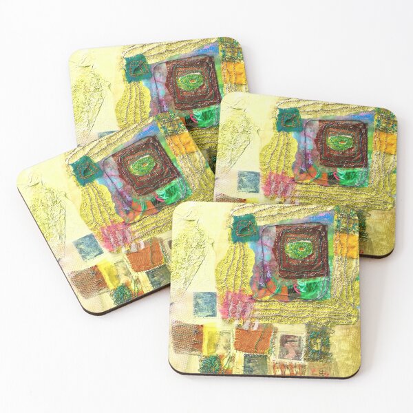 Item preview, multi-coloured abstract, yellow, green, red designed and sold by Claire Cooper-Walsh.