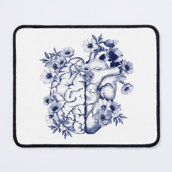 Item preview, Right balance between head and brain or heart, blue flowers anemoneus, watercolor style designed and sold by Collagedream.