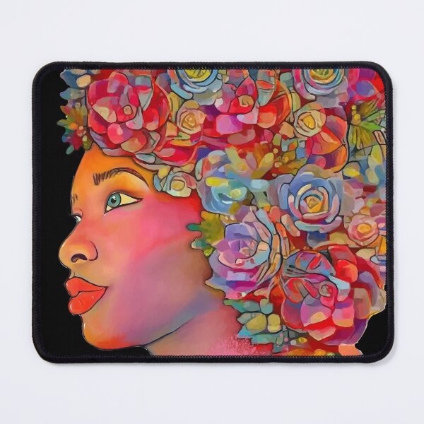 Item preview, Black girl, style for black hair, African American, femminist, black flower designed and sold by Collagedream.