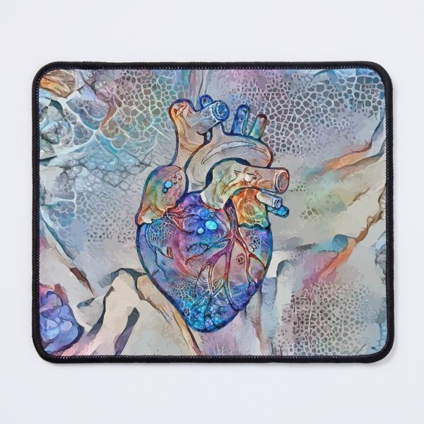 Item preview, Human heart illustration, mosaic seabed colorfull, anatomy art designed and sold by Collagedream.