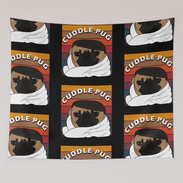 Item preview, funny dog saying cuddle pug distressed sunset retro dog face design designed and sold by SamRVstore.