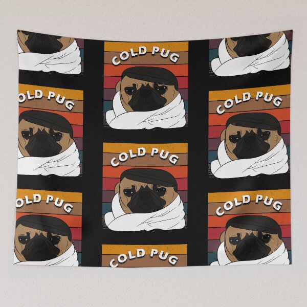Item preview, funny dog saying cold pug distressed sunset retro dog face design designed and sold by SamRVstore.