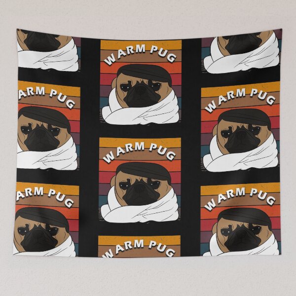 Item preview, funny dog saying warm pug distressed sunset retro dog face design designed and sold by SamRVstore.