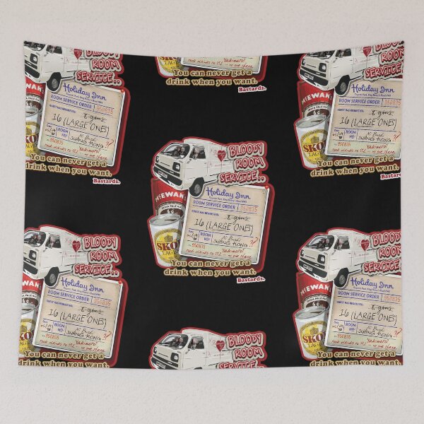Item preview, Mr. Yakimoto’s Bloody Room Service - You Can Never Get a Drink When You Want - Mr Jolly Lives Next Door Inspired designed and sold by RetroTeeStudio.