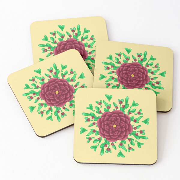 Item preview, red flower with vines designed and sold by bisquitttttt.