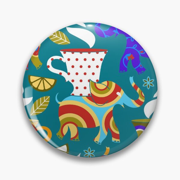 Item preview, Elephant Tea Party, teal background designed and sold by Irina Ivanova.