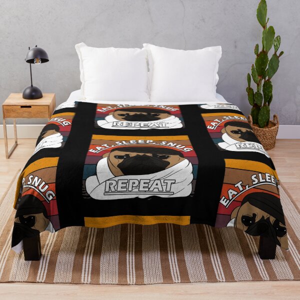 Item preview,  funny dog saying, eat, sleep snug repeat distressed sunset retro dog face design designed and sold by SamRVstore.