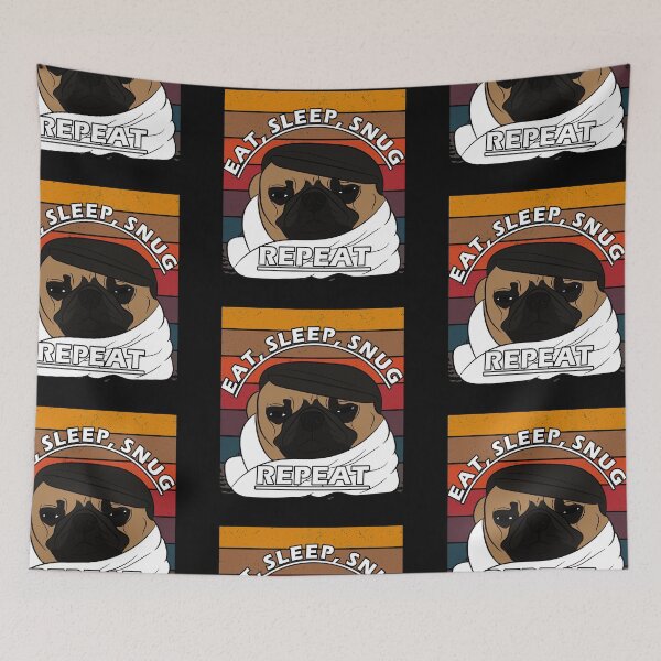 Item preview,  funny dog saying, eat, sleep snug repeat distressed sunset retro dog face design designed and sold by SamRVstore.