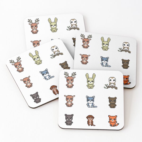 Item preview, 9x Kawaii Chibi Pixel Forest Animals (Stag, Bunny, Owl, Deer, Wolf, Bear, Boar, Otter, Fox) designed and sold by Pixe11y.