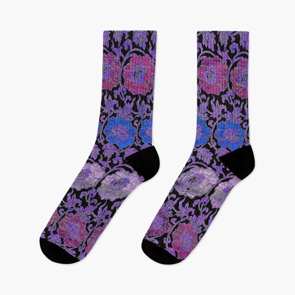 Item preview, ANTIQUE FLORAL PATTERN, BLUE PINK PURPLE WHITE ANEMONE FLOWERS,LEAVES designed and sold by BulganLumini.