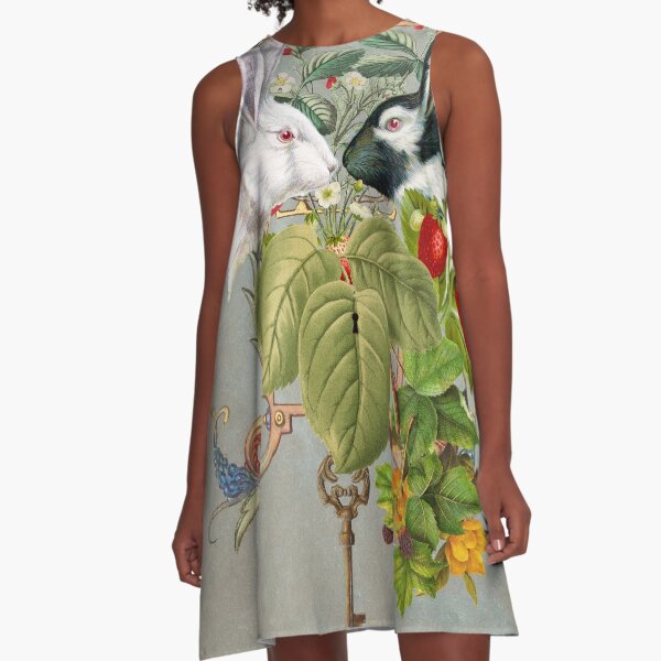 Vintage Rabbits A-Line Dress