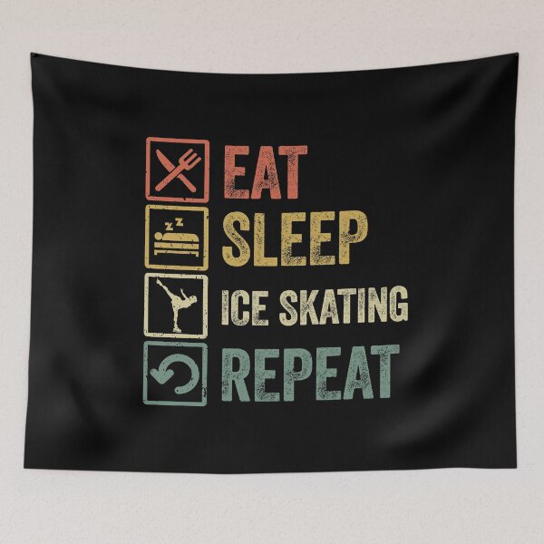 Aperçu de l'œuvre Funny eat sleep ice skating repeat retro vintage gift créée et vendue par HN-ART.