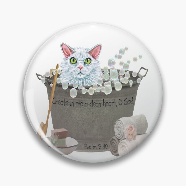 Item preview, Selkirk Rex Cat in Bubble Bath Bible Verse Create In Me A Clean Heart, Oh God. designed and sold by TheKingdomAttic.