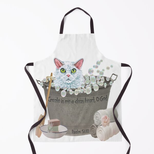 Item preview, Selkirk Rex Cat in Bubble Bath Bible Verse Create In Me A Clean Heart, Oh God. designed and sold by TheKingdomAttic.