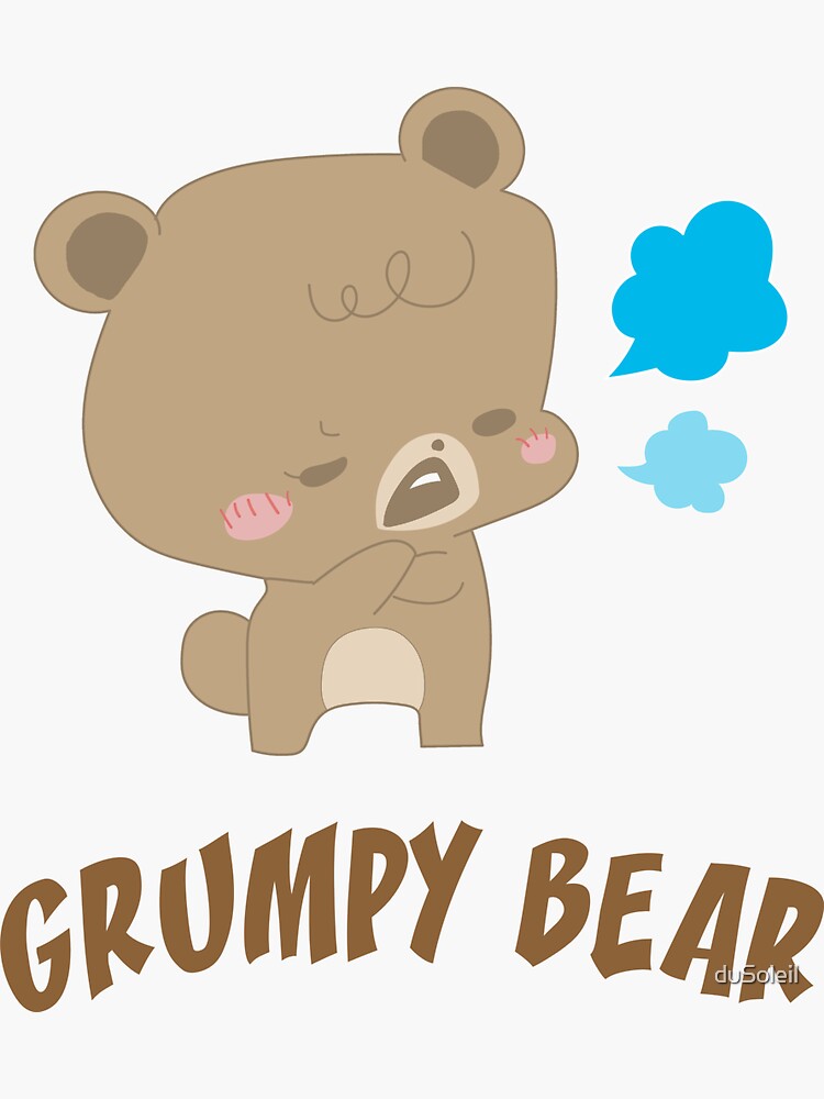 Sitting Grumpy Bear  Sticker for Sale by SadLittleSushi