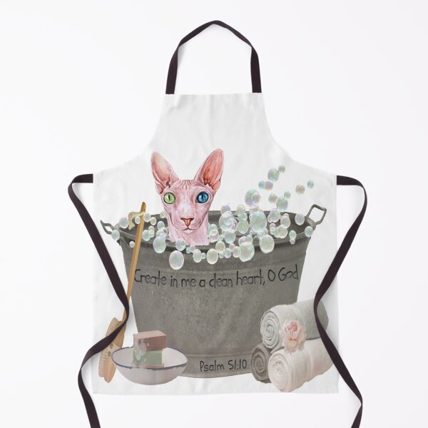 Item preview, Sphynx Cat in Bubble Bath Bible Verse Create In Me A Clean Heart, Oh God. designed and sold by TheKingdomAttic.