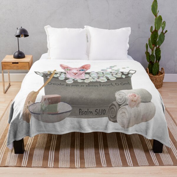 Item preview, Sphynx Cat in Bubble Bath Bible Verse Create In Me A Clean Heart, Oh God. designed and sold by TheKingdomAttic.