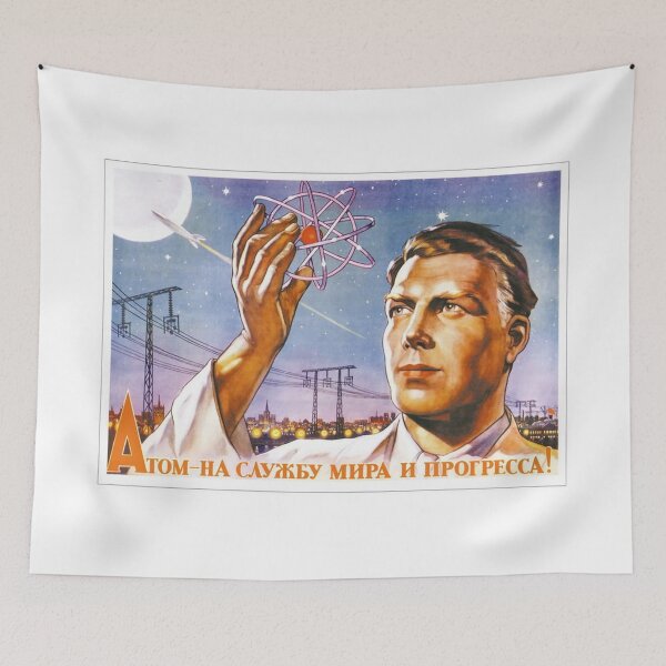 Item preview, Nuclear power — in service of peace and progress! Soviet Propaganda Poster designed and sold by CommunistGoods.