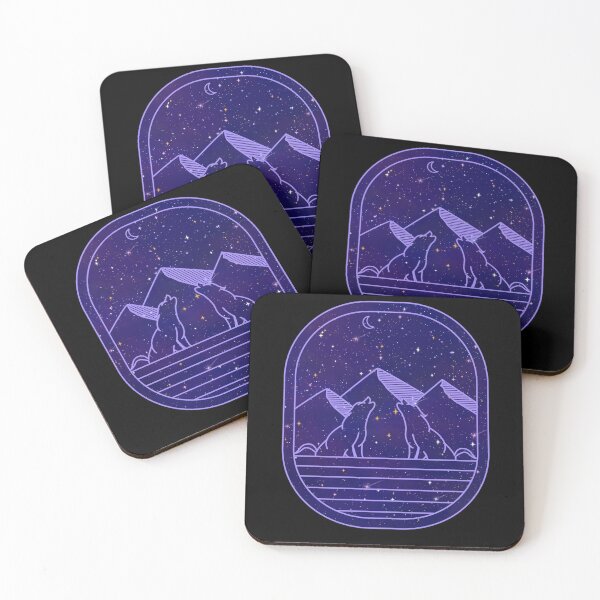 Item preview, Majestic Wolves Howling Abstract Line Art Galaxy Print designed and sold by NerdCulture.