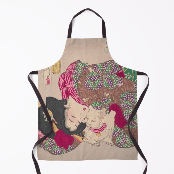 Item preview, Woman Teasing Cat Yoshitoshi Vintage Japanese Print designed and sold by VintageArchive.