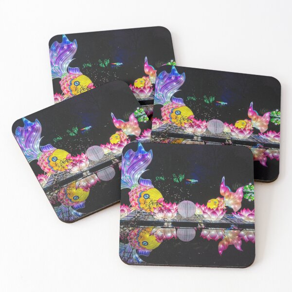 Item preview, Colorful illuminated fish in a pond at Lightopia, London designed and sold by WorldScenery.