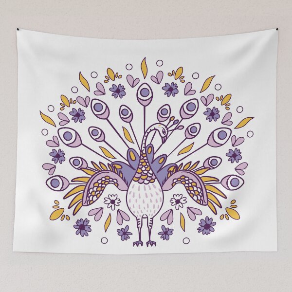 Aperçu de l'œuvre paon avec des fleurs et des papillons Joli coussin créée et vendue par ILTS.
