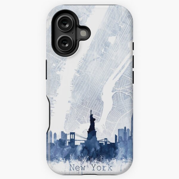 Item preview, New York Skyline & Map Watercolor Navy Blue, Print by Zouzounio Art designed and sold by zouzounioart.