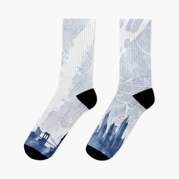 Item preview, New York Skyline & Map Watercolor Navy Blue, Print by Zouzounio Art designed and sold by zouzounioart.