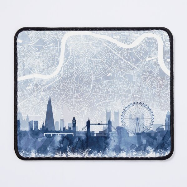 Item preview, London Skyline & Map Watercolor Navy Blue, Print by Zouzounio Art designed and sold by zouzounioart.