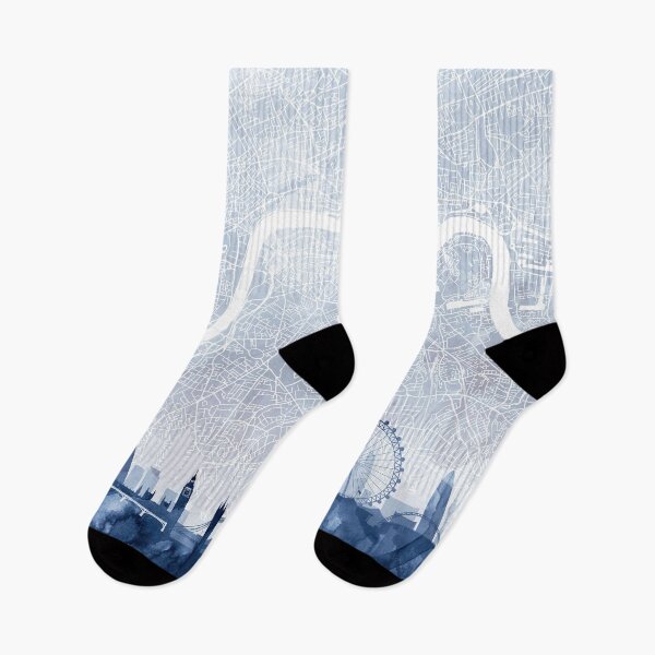 Item preview, London Skyline & Map Watercolor Navy Blue, Print by Zouzounio Art designed and sold by zouzounioart.