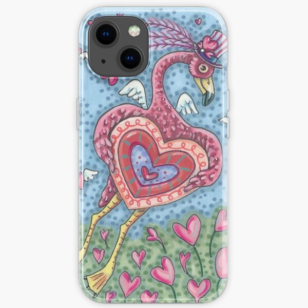 PINK FLAMINGO VALENTINE CUPID iPhone Soft Case