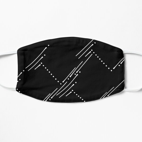 Zig Zag Simple Abstract Art Pattern White on Black Flat Mask