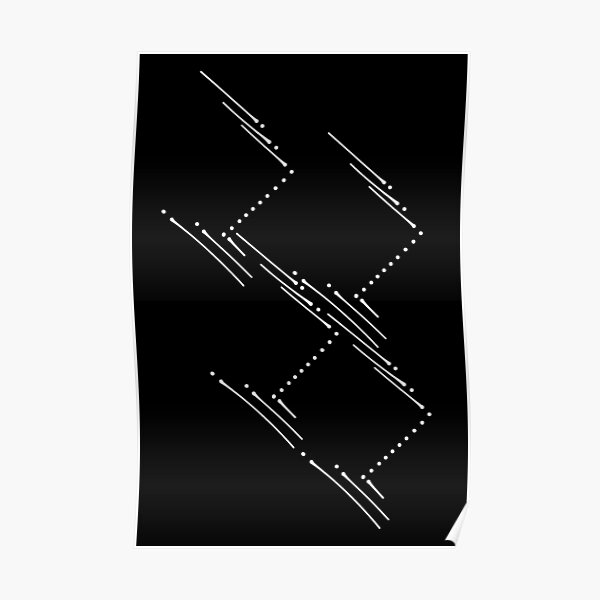 Zig Zag Simple Abstract Art Pattern White on Black Poster
