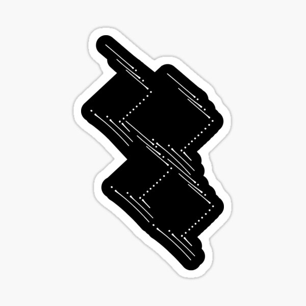 Zig Zag Simple Abstract Art Pattern White on Black Sticker