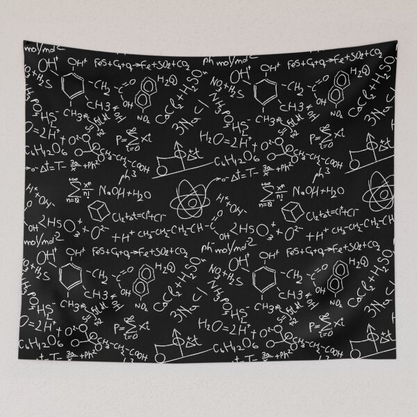 Item preview, White Chemistry Formulars Lab Science on Black Background designed and sold by silviaol.