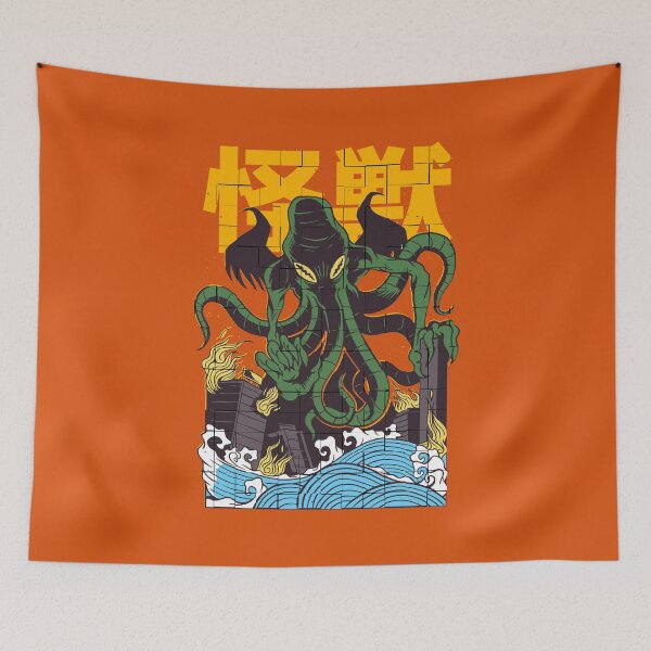 Item preview, Tiled Retro Japanese Anime Cthulhu Occult God Attack designed and sold by MasterArtsman.