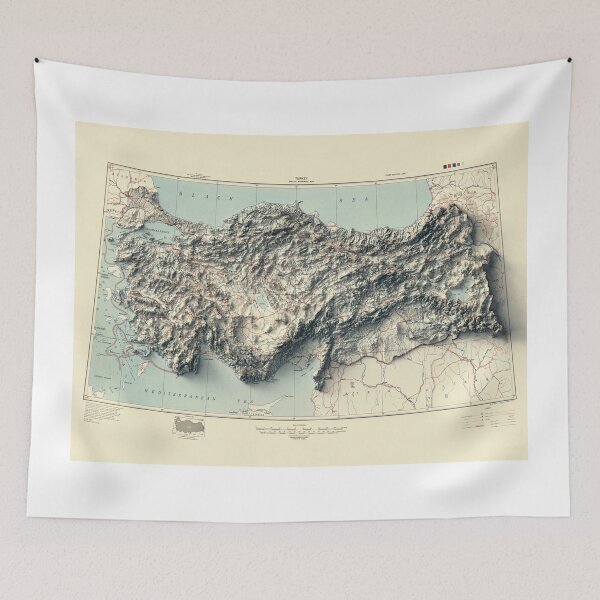 Item preview, 1946 Turkey Relief Map 3D digitally-rendered designed and sold by ThinkAboutMaps.