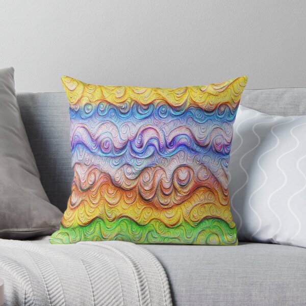 Tropical sea liquid lines and waves #DeepDream Throw Pillow