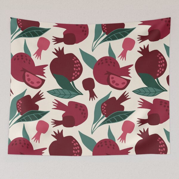 Item preview, Bright pomegranates on beige designed and sold by CatheriLove.